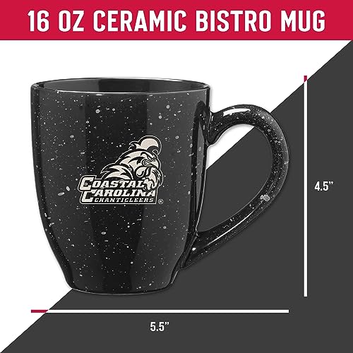 Image of Rico Industries NCAA Coastal Carolina Chanticleers Black Personalized 16 oz Team Color Laser Engraved Speckled Ceramic Coffee Mug