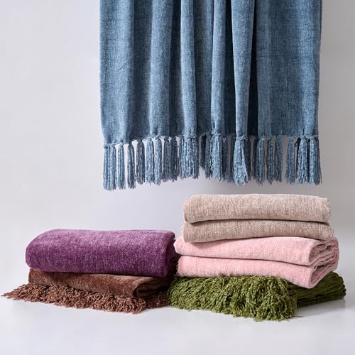 Carriediosa Chenille Throw Blanket with Knotted Tassels 60x80, Dark Purple by Carriediosa - Used condition - Image 9