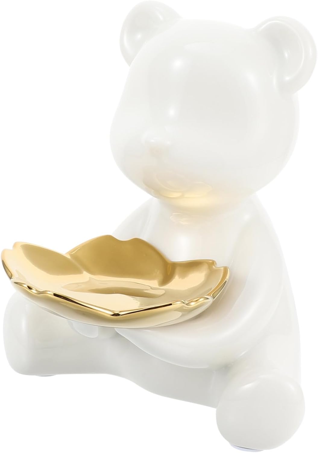 LIFKOME Ceramic Bear Storage Plate Decor Minimalist Bear Figurine for Home Office Cute Decorative Storage Dish for Keys and Jewelry