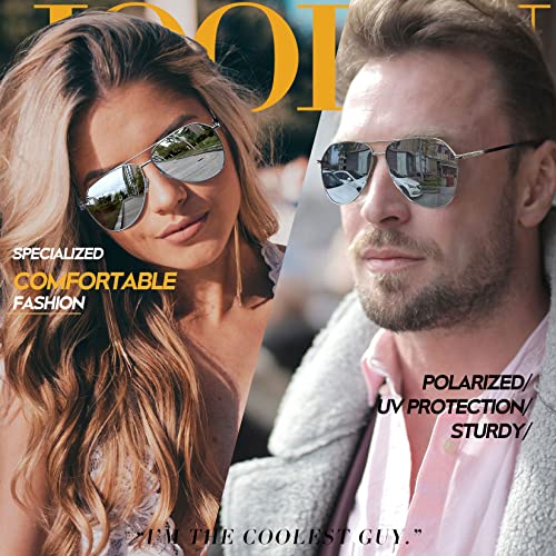 Joopin Óculos de Sol Masculinos e Femininos, Proteção UV Polarizados Aviação Metálicos com Estilo (P