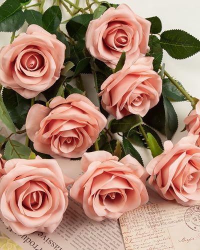 Roses artificielles corail clair pour sublimer vos centres de table de mariage et salons - 6