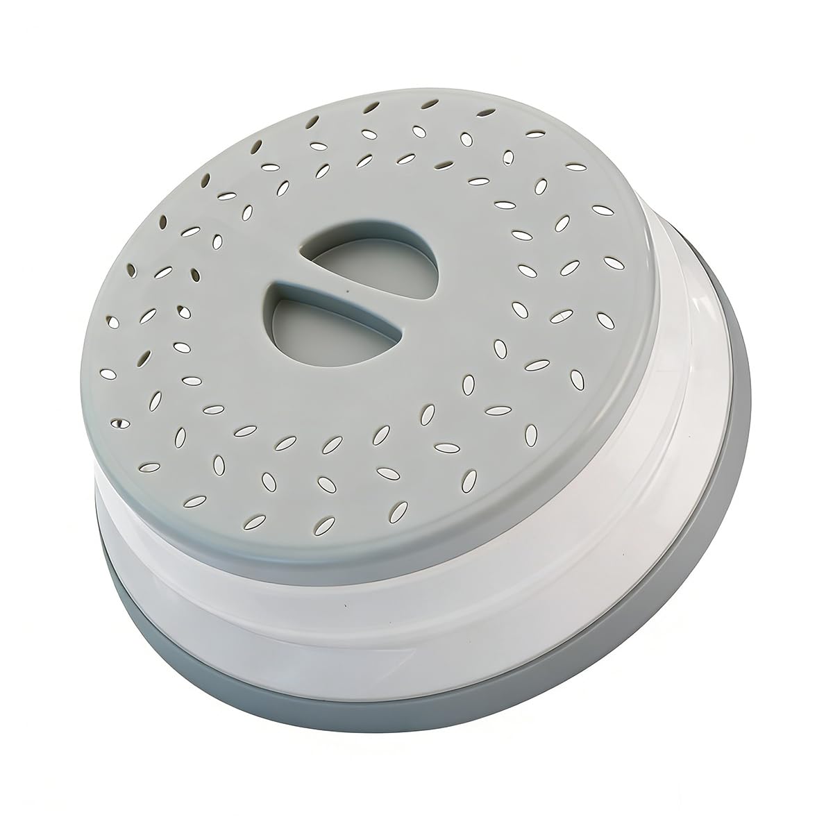 Collapsible Microwave Splatter Cover, Dishwasher-safe, Microwave Plate Cover With Steam Vent，BPA-Free Silicone & Plastic (12.3 IN,Grayish white)