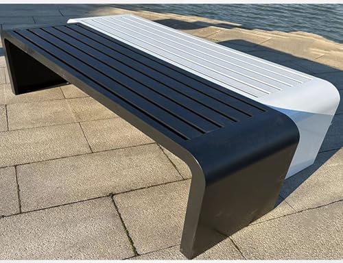 Genérico Banco de jardín Moderno para Exteriores: Acero galvanizado Resistente a la Intemperie, diseño sin Respaldo para Patio, césped, Porche y terrazas. Una Elegante solución de Asientos para Inter