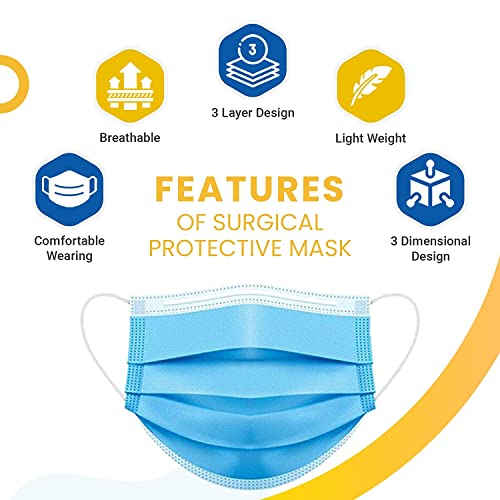 Image of HEALTH SAFE 3 ply pack of 200 Ultra Lightweight Disposable Surgical Face Mask (Blue)