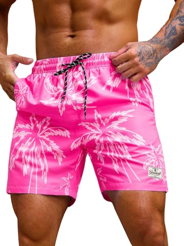 Verdusa Men's Drawstring Waist Swimwear Beach Shorts Swim Trunks with Pockets