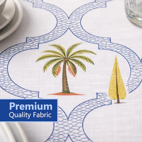 Nappe rectangulaire coton 182x274 cm, solution déco pour grande table fleurie - 5