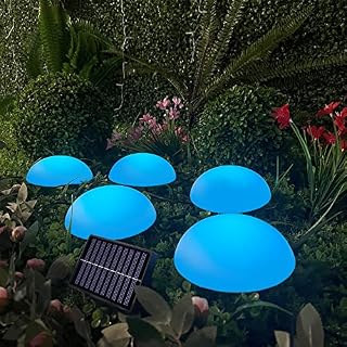 HYSapientia® Solar String Half Ball Lights 5 LED 16 RGB Colour Changing Mood Light Outdoor Garden Waterproof Decorations for Pathway Patio Yard Lawn Walkway Ground, 15 cm Diameter 5 Pcs Tandem