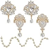Yhsheen Rhinestone Brooches Crystal Brooch Pins, Pearl Crystal Wedding Bouquet kit Set