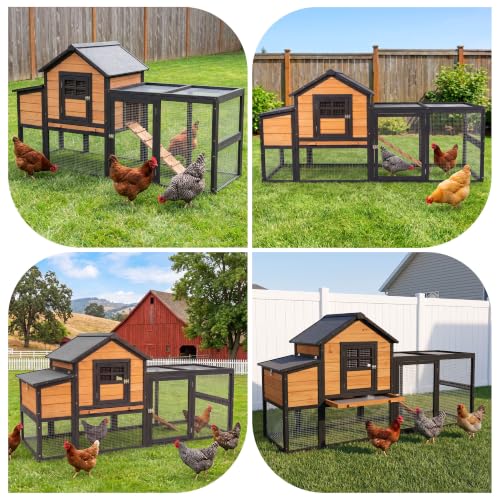 Image of Large Chicken Coop Outdoor Wooden Duck Hen House Poultry Pet Cage 76 inch