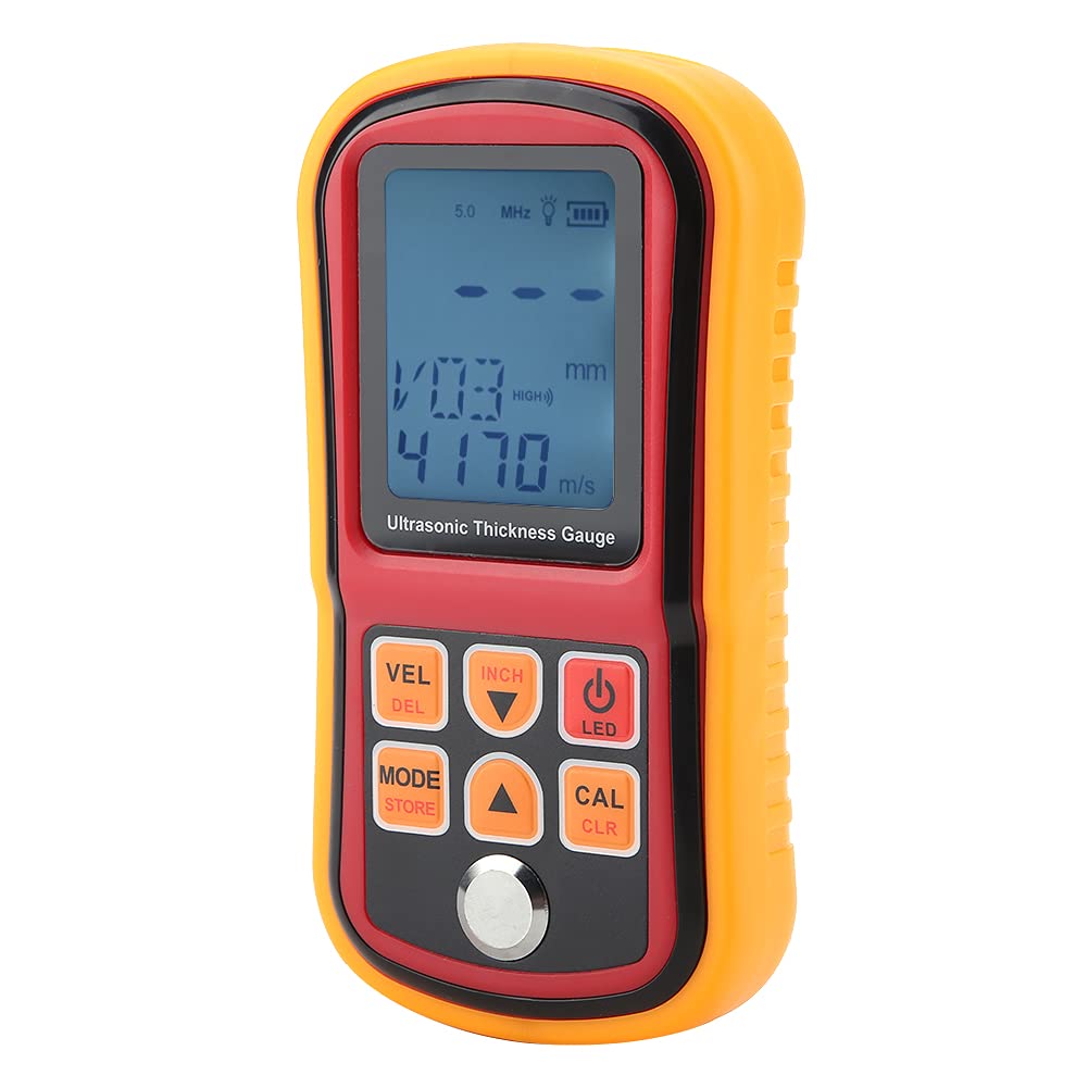 Fafeicy Medidor de Espesor Ultrasónico Probador de Espesor Digital con Calibración Automática Rango de Acero de 1,00 a 300,0 Mm 12 Ajustes Preestablecidos de Velocidad Recuperación de Datos para