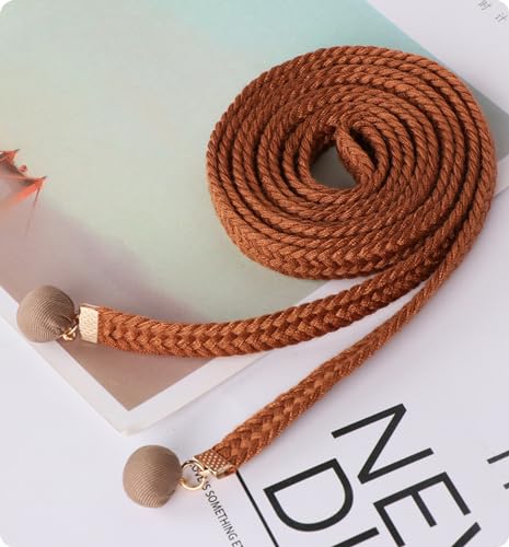 Women's Bohemian Style Braid Belt, Woven Waist Belt for Dress Western Cowgirl Sweater Belt- 2Pcs4