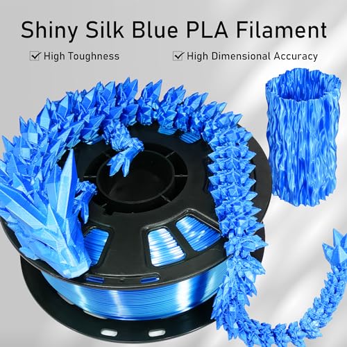 Image of Silk Blue PLA Satin Shiny 3D Printer Filament, 1.75mm Diameter 1kg Spool 2.2lbs for FDM 3D Printers