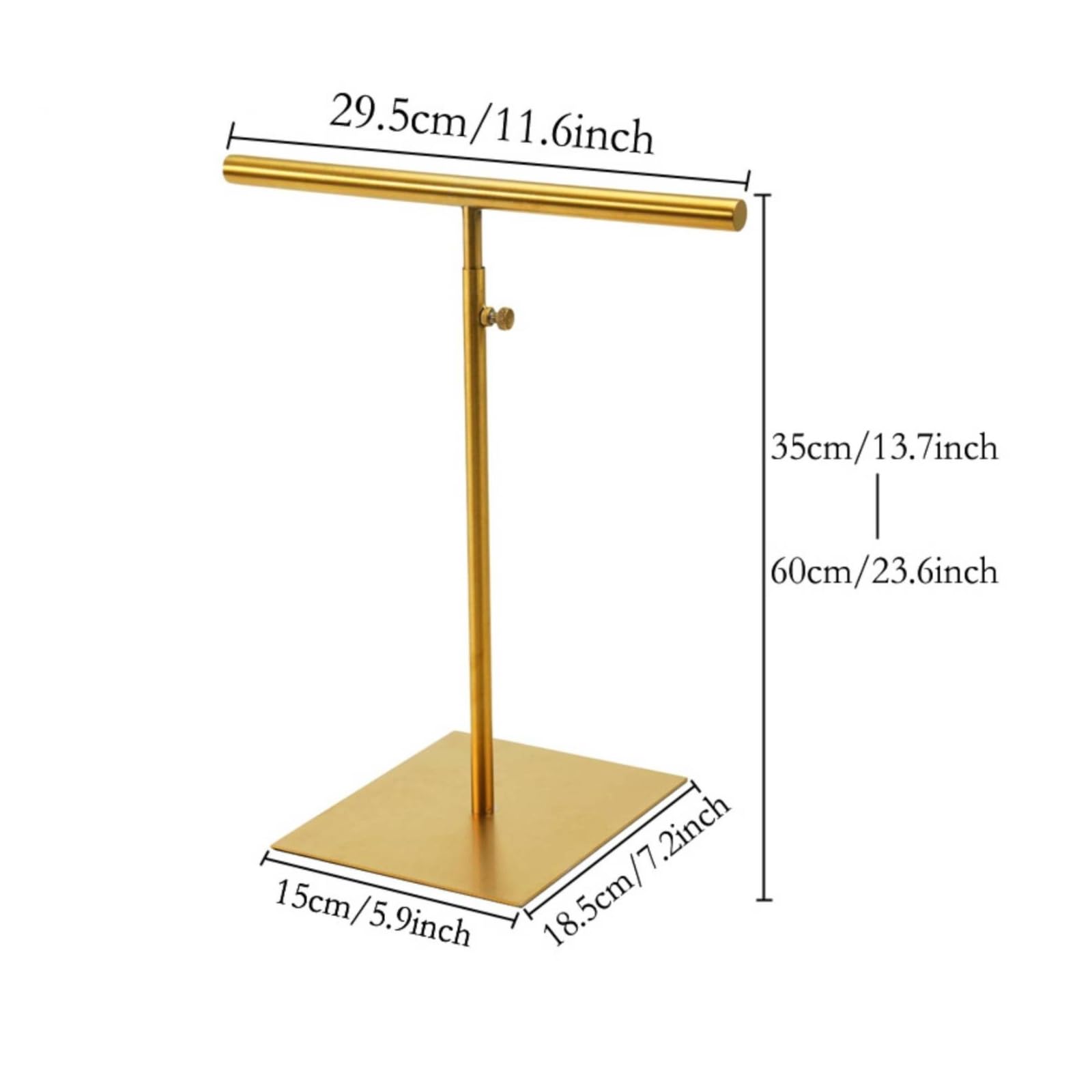 harayaa Soportes Exhibición Acero Inoxidable para Colgar Bolsos Pañuelos Collares y Accesorios Moda con Perilla Altura Regulable y Base Antivuelco Acuado para , Acabado Titanio Dorado Cepillado
