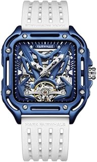 ساعة بسوار مطاطي للرجال من فيرويل FW-6530-R3، مقاس 44 ملم، ازرق/ابيض، تناظري