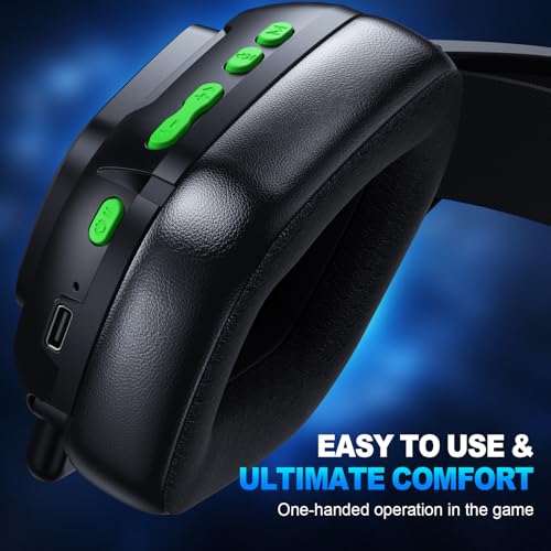 Image of SKAPENDY 2.4GHz Wireless Gaming Headset for Switch, PS4, PS5, PC, Ultra-Low Latency, Lossless Bluetooth Gaming Headphones with Noise-Canceling Mic, 50+ Hr Battery for Atari 2600 Accessories