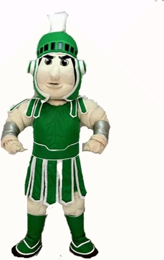Adorable Spartan Trojan Knight Sparty Mascot Costume with Green Armour