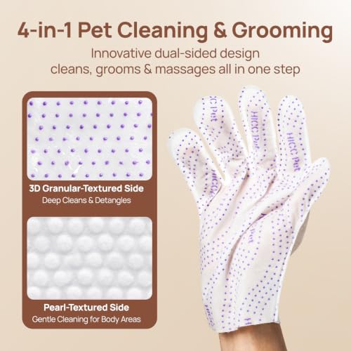 HICC PET Cleaning Glove Wipes PRO for Dogs & Cats, 20PCS Coconut Scent. - Image 2