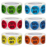 3000 PCS Discount Stickers, Adhesive Labels, Colorful Circle Price Tags for Retail Store Clearance & Bulk Sales (1 Inch Diameter)