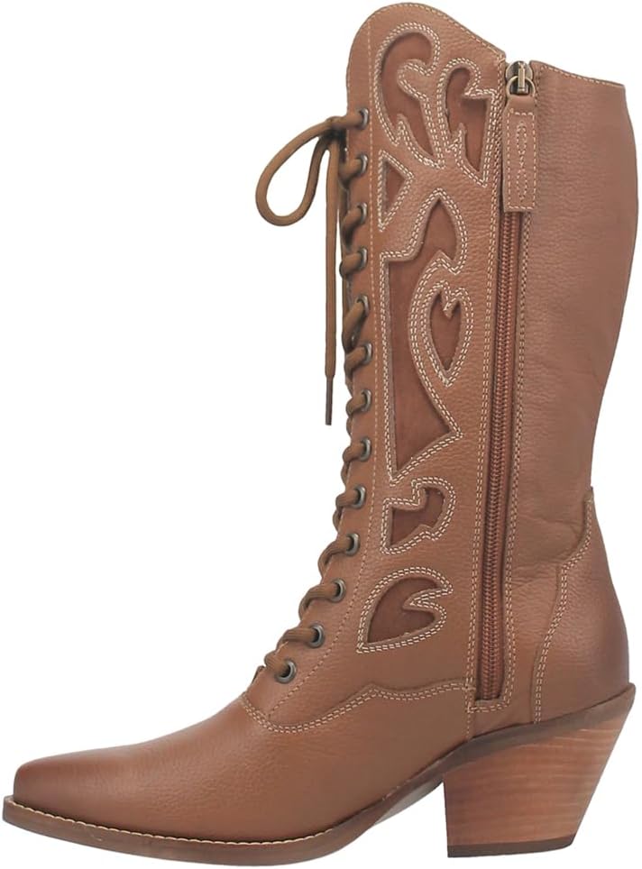 Dingo Womens San Miguel Snip Toe Lace Up Dress Boots Knee High Low Heel 1-2" - Brown - Size 11 M