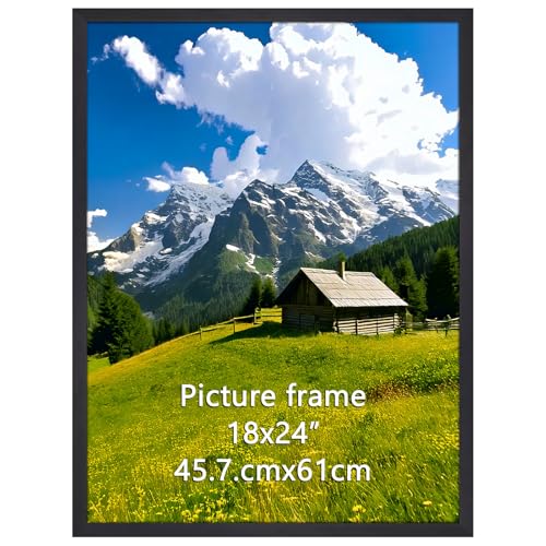 Ditwis 18x24 inch Picture Frame Black Aluminium Photo Frame 45x60cm for Posters and Photos Large Frame for Living Room Office Gallery Wall Mount Display