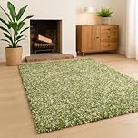 Green White Grey Spot Pattern Shaggy Rug Soft Cushioned Fibres for Living Room Bedroom 80cm x 150cm (2ft 7" x 4ft 11")