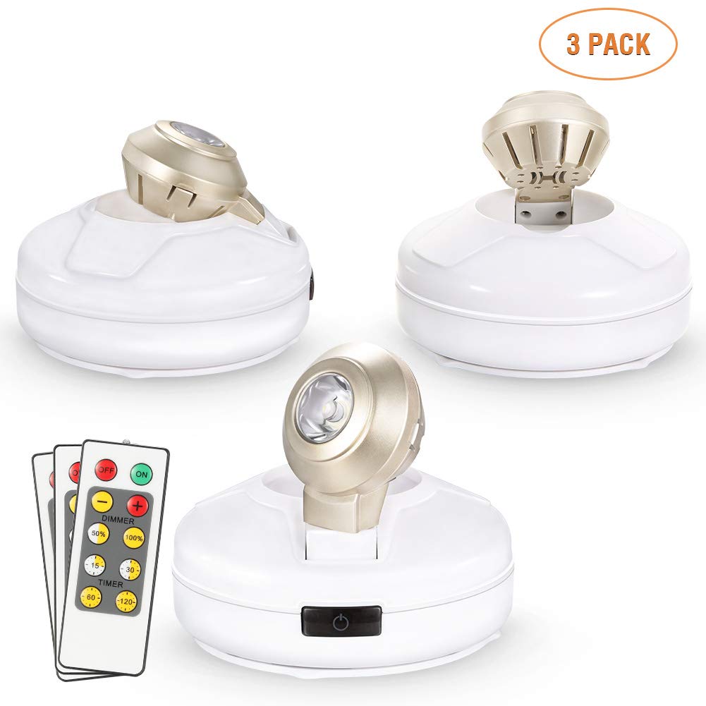 LUNSY LED Accent Lights, Wireless Spotlight with Remote and Battery Operated, Stick on Anywhere for Lighting up Painting Picture Artwork Closet, 3 Pack