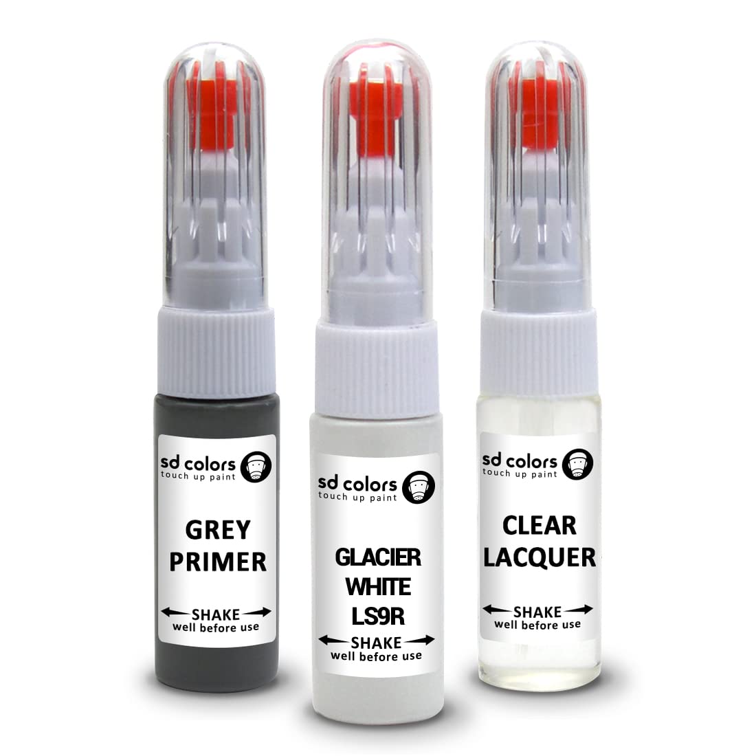 Sd Colors Paint+Primer+Lacquer Glacier White Ls9r Compatible With Vw/Audi New Touch Up Paint Pen Repair Kit 7Ml Scratch Chip Brush Color Code Ls9r Glacier White (Paint+Primer+Lacquer)