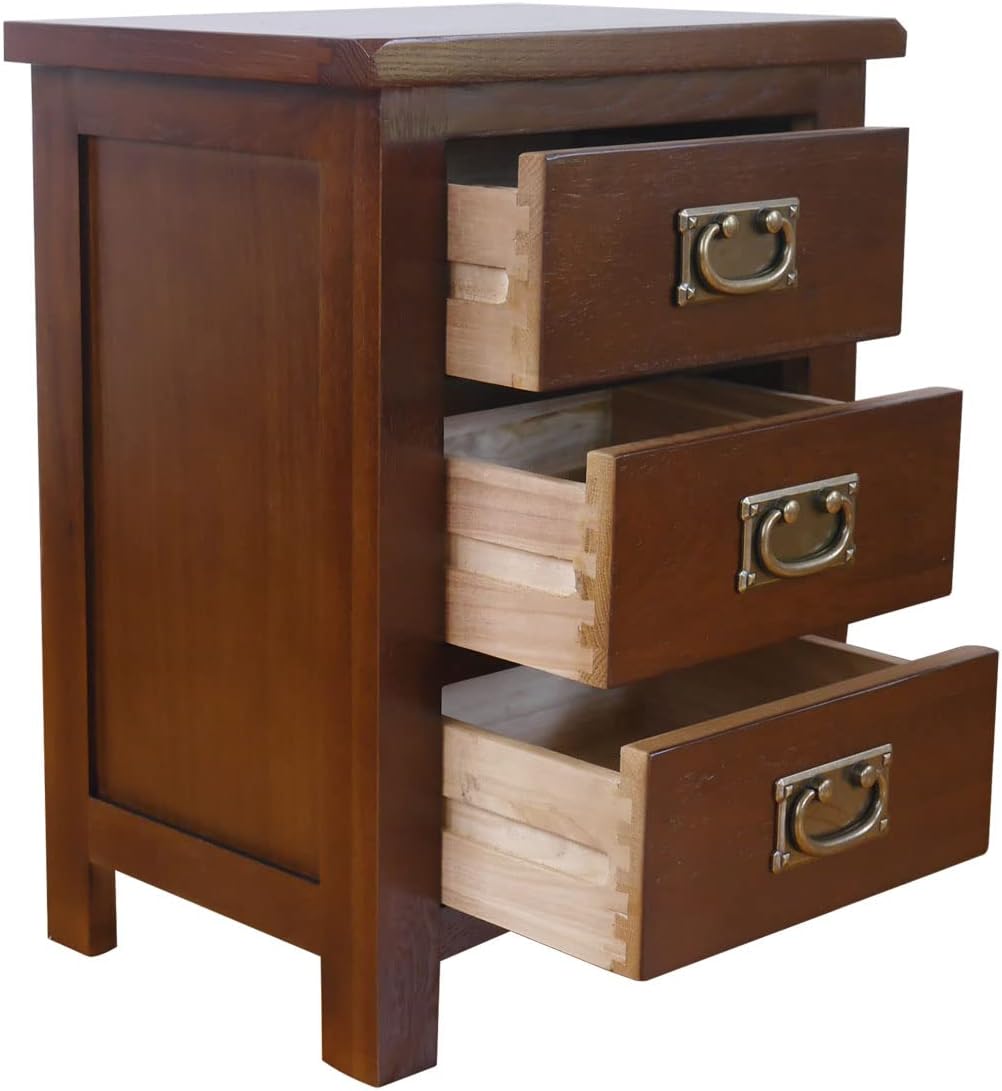 AERATI OAK Bedside Table Cabinet Bedside Chest of Drawers 3 Drawer ...