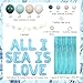 JOYMEMO Sea Bridal Shower Party Decorations - All I Sea is Love Balloon, Fringe Curtain, Seashell Banner, Blue Beach Balloon Garland Arch Kit, Bachelorette Wedding Engagement Party Supplies