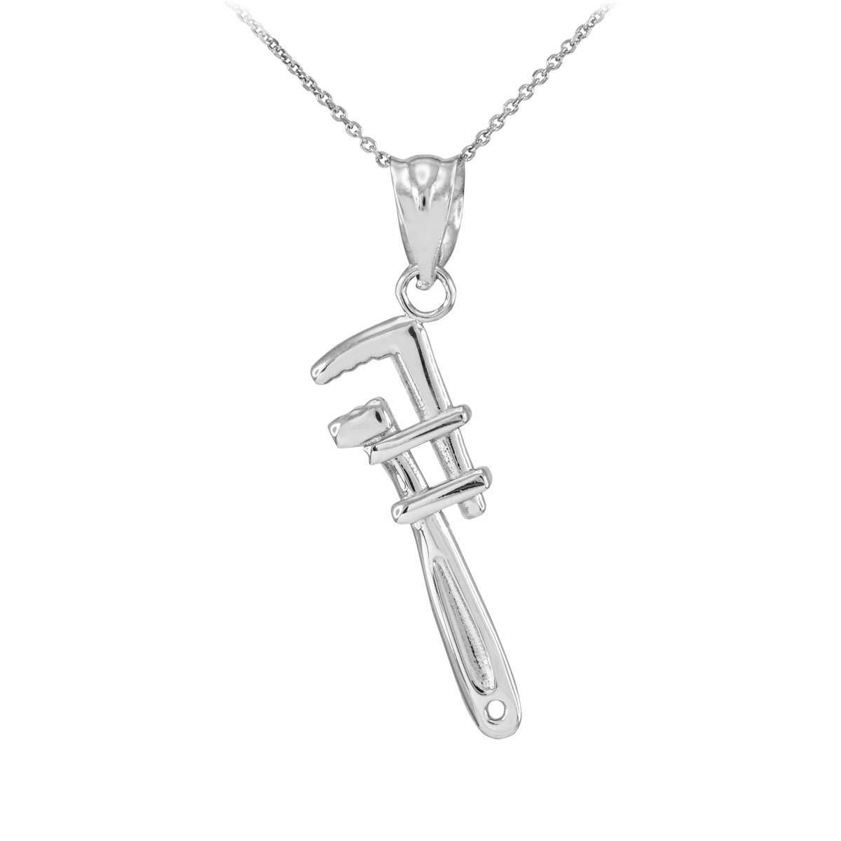 Fine 925 Sterling Silver Monkey Wrench Pendant Necklace