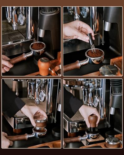 Image of KOFIKOFI 58mm Bottomless Portafilter For E61 Group Head - 2 Ears Walnut | Genuine American Walnut Handle fits E61, Flair 58, ECM, Rocket, Sanremo, Synesso, VBM. With 18g Filter Basket and Puck Screen