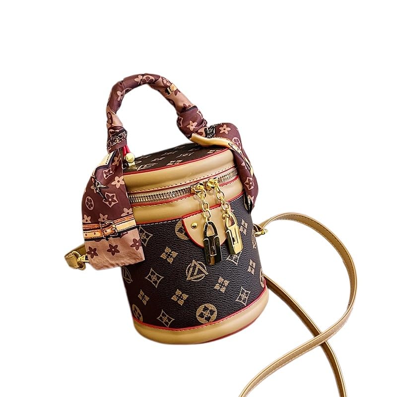 Bolso tipo cubo cilíndrico retro con estampado de presbicia nueva colección 2026