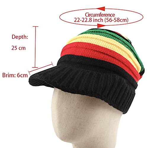 Wool Knit Rasta Hat Reggae Jamaican Cap Colorful Beanie Hat Crochet Knitted Slouchy Baggy Cap #TOP1