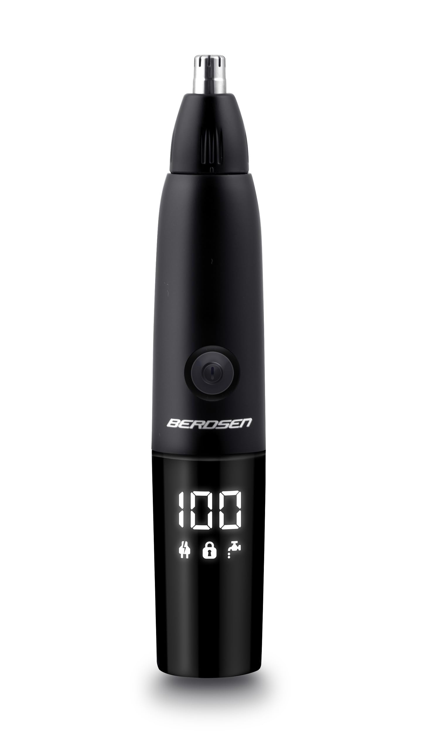 Berdsen Nasenhaartrimmer 3in1 Herren Elektrisch Ohrhaartrimmer Präzisionstrimmer 3 Wechselköpfe LCD Schwarz