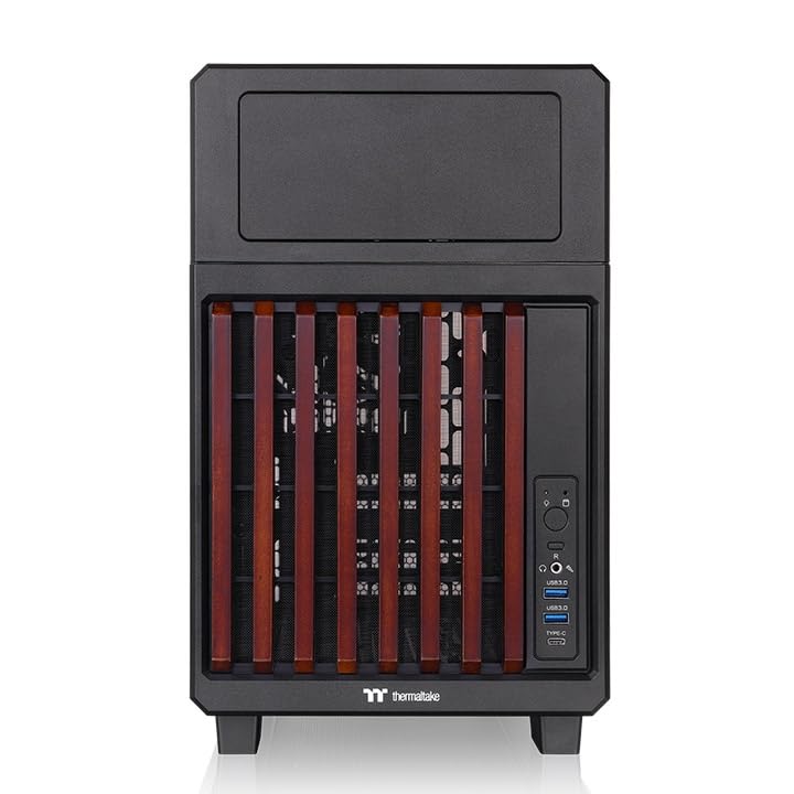Image of Thermaltake TR200 WS; Micro Chassis; Wood Front Trim; mATX /mITX Support; 360mm Radiator Support; 365mm GPU Clearance; 175mm Air Cooler Clearance; 5.25 inch Bay Support; Black; CA-11L-00S1NN-WS