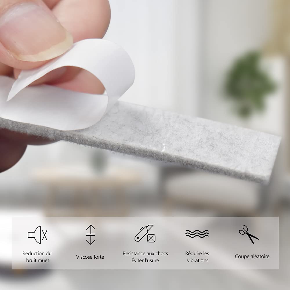 3 Rolls Felt Tape with Adhesive Backing Adhesive Felt Pads for Furniture Rocking Chair Floor Protectors Heavy Duty — view 6