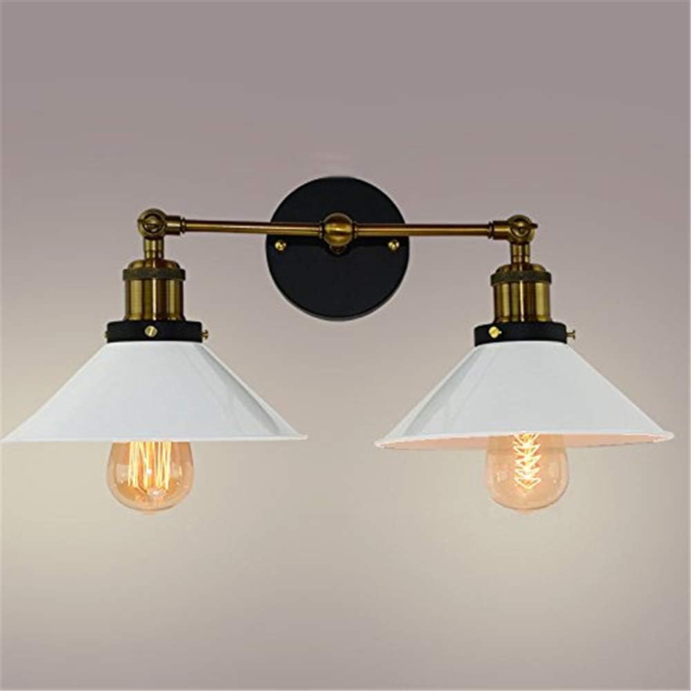 Ruanpu Industrial Vintage 19'' Wall Sconce 2 Lights Wall Light Retro Wall Lamp with Cone Metal Shade in White Finish