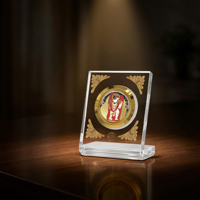 Image of DIVINITI 24K Gold Plated Religious Car Dashboard Frame | Premium God Idol Frame for Car, Home Mandir & Office Table | Spiritual Gift, Decorative Showpiece