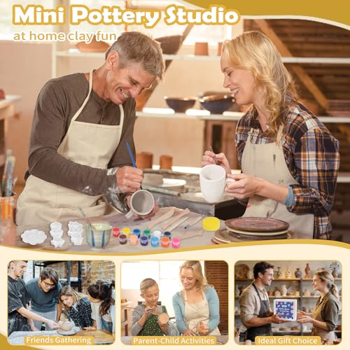 Texilo Air Dry Clay Kit for Adults, Pottery Starter Tools for Beginner, DIY Painting Making Set with Clay,Paints,Sculpting Tools,Varnish, Guide, Christmas Birthdays Gift for Arts Crafts Lover at Home - Image 8