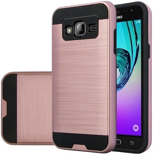 Galaxy J7 Case, Samsung Galaxy J7 [Shock Absorption/Impact Resistant] Hybrid Dual Layer Armor Defender Protective Case Cover for Galaxy J7 (Boost Mobile,Virgin,MetroPcs,T-Mobile),(Brush Rose Gold)