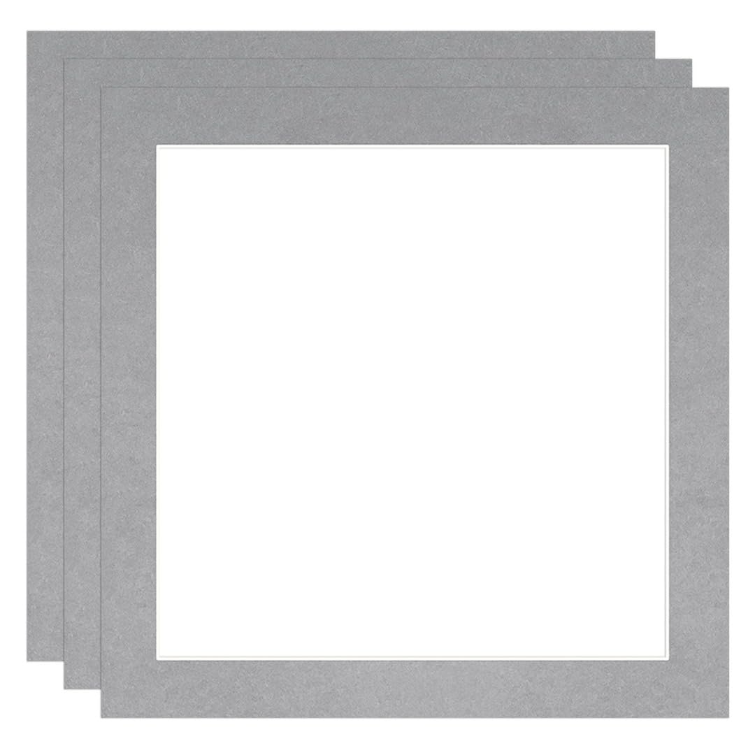 Procut Global 50x50cm Silver Picture Mounts to Fit 40x40cm Aperture - Precision Cut Cardboard Photo Mount - Ideal for Frames, Prints, Artwork & Certificates - Sizes & Colours Available - 3 Pack