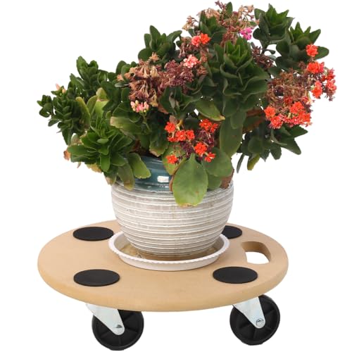 Wooden Dolly, Heavy Duty Furniture Moving Dolly with Wheels, 500 lb Capacity Rolling Dolly, Portable Moving Dolly for Home and Industrial Use (2 Pcs + 15" Round Platform)