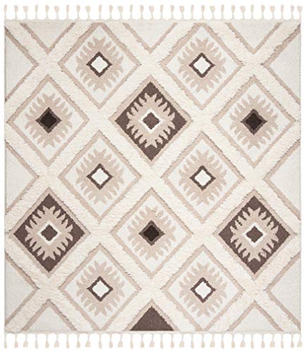 Tapete cuadrado Boho 200x200 cm color beige miniatura 3