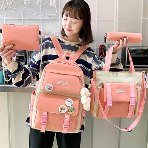 Mochila escolar para niños y niñas con estuche y bolso 4 piezas azul 2