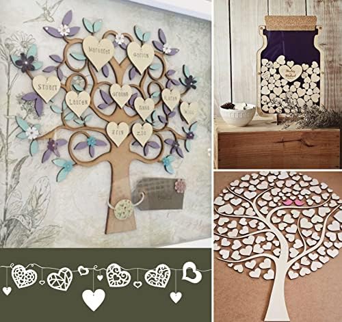 ilauke 550Pcs Wooden Hearts for Crafting, Unfinished Wooden Heart Embellishments, Mixed Small Wood Heart Slices Crafts for Wedding, Anniversary, Party Decoration, 1cm 1.5cm 2cm 3cm 4cm