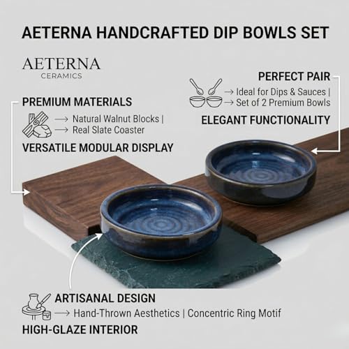 Image of Freakway Ceramic Reactive Glaze Shallow Bowls, Blue, Round, Set of 2, Microwave & Dishwasher Safe