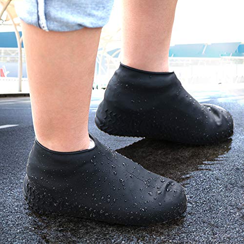 iTimo 1 par de fundas impermeables para botas de lluvia para camping al aire libre, reutilizables, antideslizantes, color negro, M