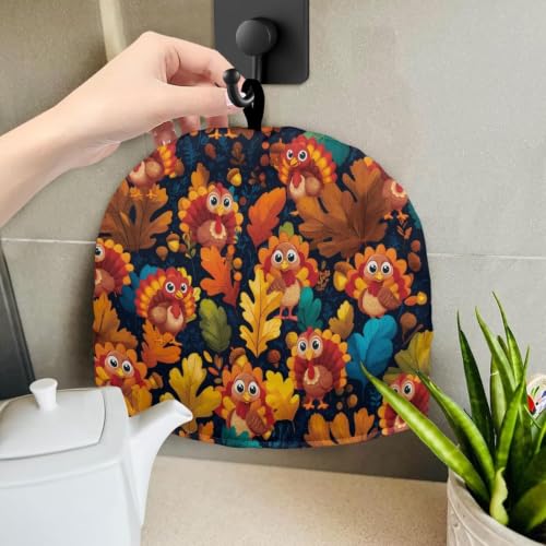 Image of Hudotybom Thanksgiving Turkey Tea Cosy Teapot Cover Breakfast Coffee Warmer Cozy Kettle Cover Water Kettle Protector Kitchen Cozies for Thanksgiving