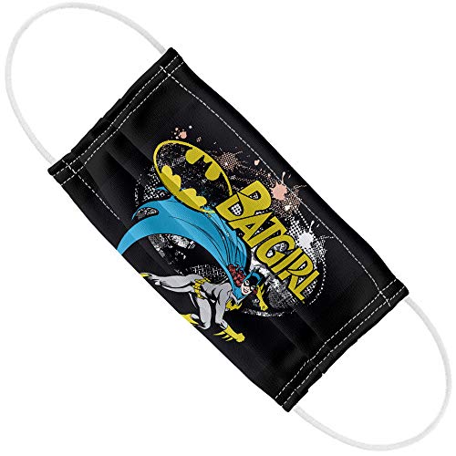 Popfunk Batman Batgirl Halftone 1-Ply Reusable Face Mask Covering with Adjustable Nose Wire, Unisex