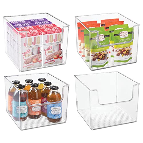 mDesign 4er-Set Aufbewahrungsbox für Lebensmittel - Küchen Ablage mit offener Vorderseite für Kühlschrank, Schrankfach oder Gefriertruhe - Kühlschrankbox aus BPA-freiem Kunststoff - durchsichtig